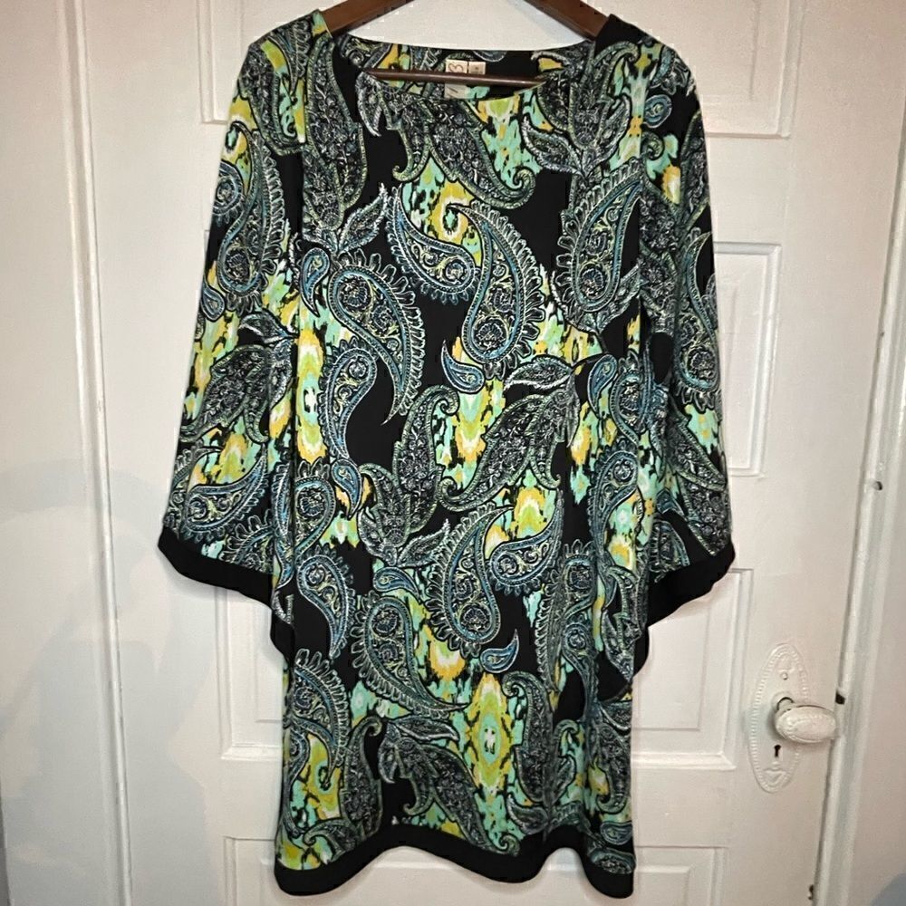 Emma & Michele Paisley Print Tapered Loose Sleeve Dress